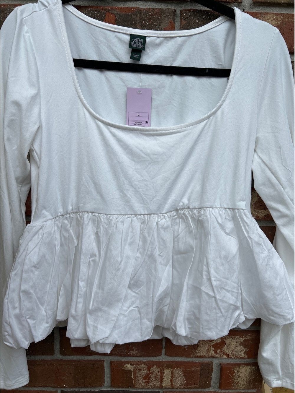 Universal Thread Women's White Long Sleeve Peplum Top Size Large